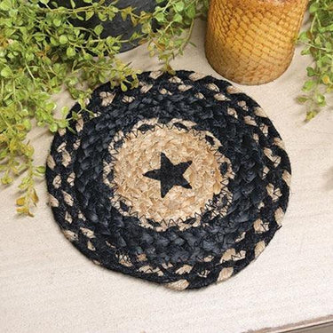 Braided Black Star Jute Trivet - The Fox Decor